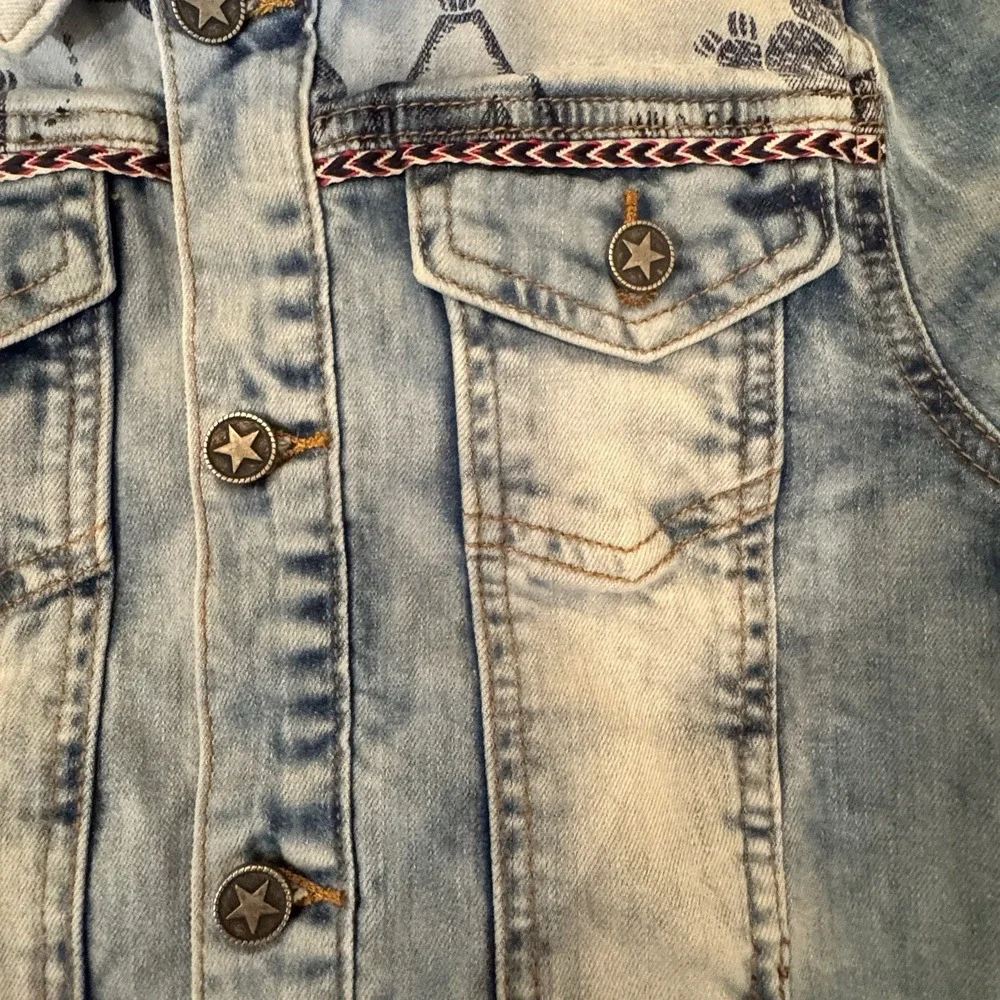 Desigual Girls 7/8 Western‎ Denim Jacket Bull Skull Embroidered Rodeo